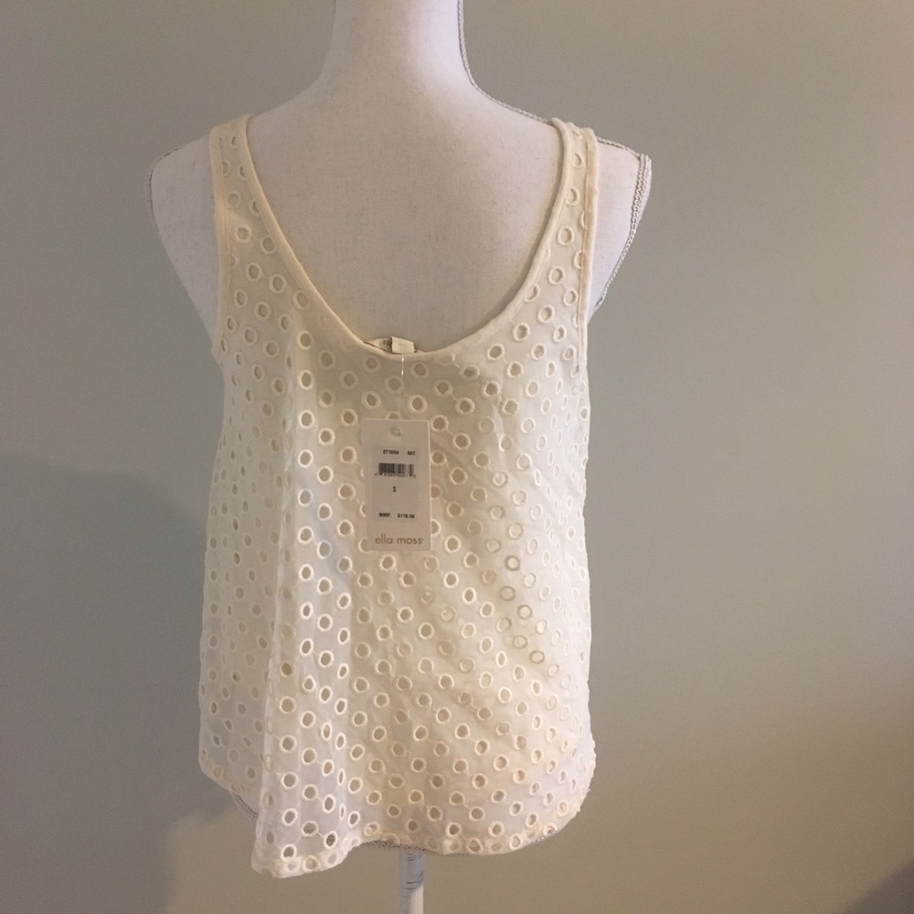 NWT Ella Moss Eyelet Lace Cropped Tank - Picture 4 of 6